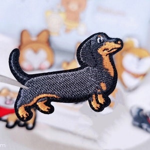 Cute Dachshund Sausage Dog Iron-On Patch, Embroidered Patch DIY, gift for her, Christmas gift