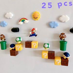 Super Mario 3D Fridge Magnet Set, Video Game Lover, Birthday gift, Gift her him/her, Christmas gift