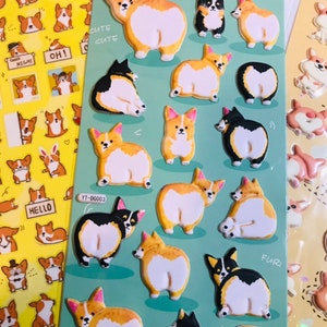 3D Cute Corgi Butt Stickers, Planner stickers, Dog stickers, christmas gift image 1