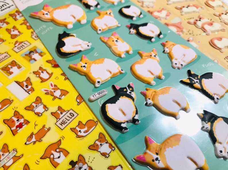 3D Cute Corgi Butt Stickers, Planner stickers, Dog stickers, christmas gift image 5