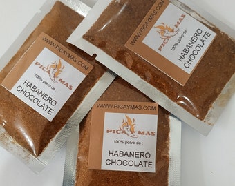 container of 10 gr. HABANERO CHOCOLATE POWDER pure 100% habanero chili powder