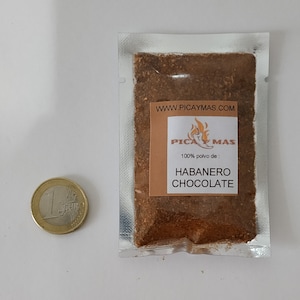 HABANERO CHOCOLATE POWDER 10g container. 100% pure habanero chili powder