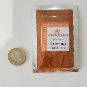 PÓ CAROLINA REAPER, recipiente de 10g. 100% puro, o mais quente do mundo.