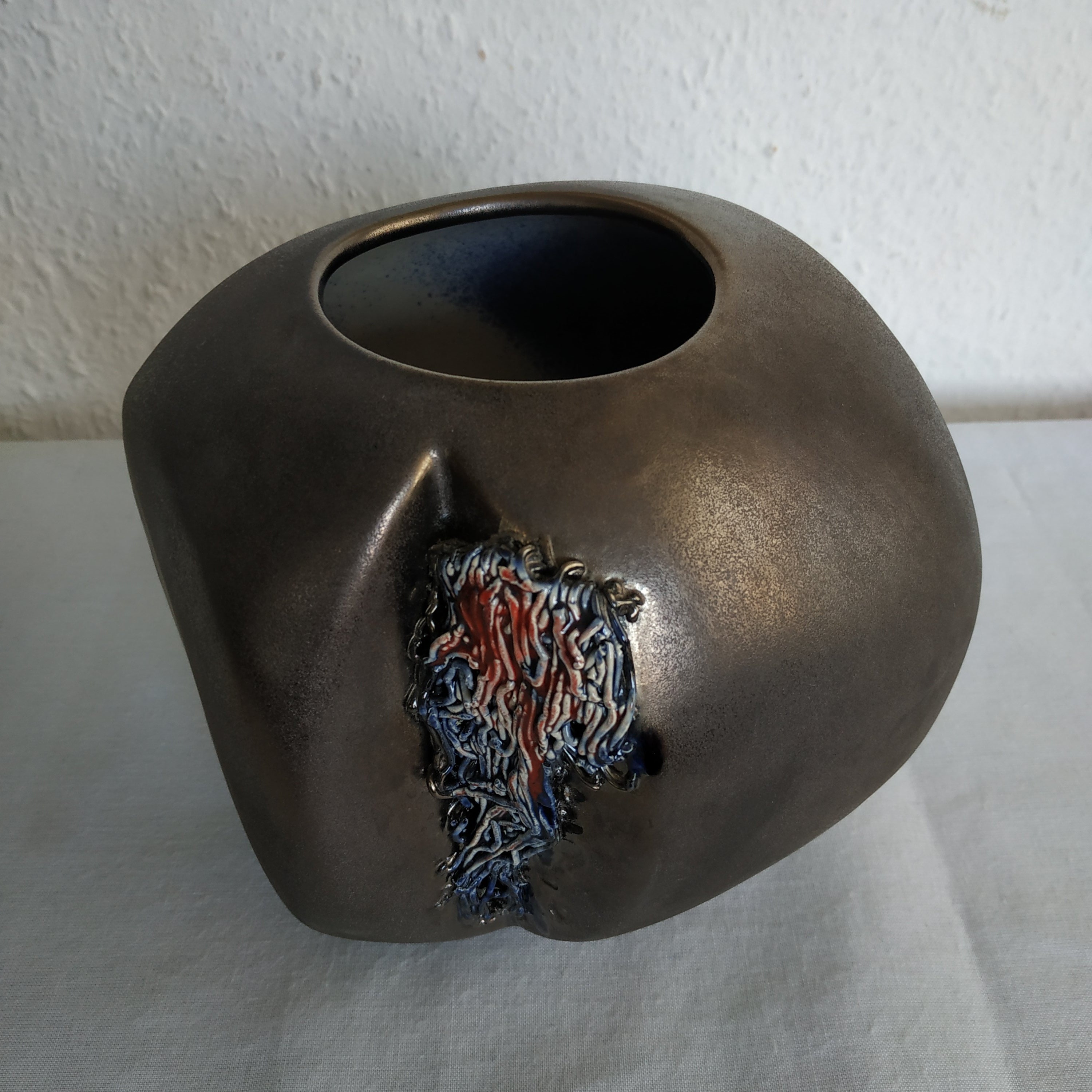 Max Idlas - Vase Moderniste Aux Formes Libres en Céramique et Concrétions