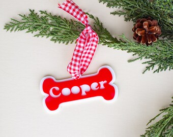 Personalized Dog Bone Ornament: Custom Pet Christmas Decoration