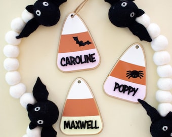 Personalized Candy Corn Halloween Tag: Kids Trick or Treat Bag