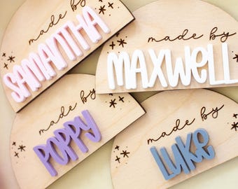 Personalized Kid's Art Display Magnet: Wooden Fridge Schoolwork Organizer | Schoolwork Magnet | Fridge Magnet