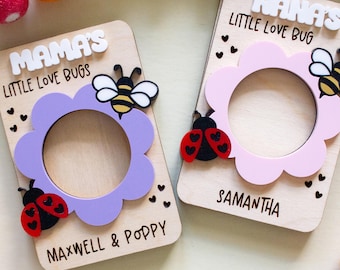 Personalized "Little Love Bug" Wooden Photo Frame: Custom Engraved Keepsake | Mother's Day Gift | Personalized Gift for Mom / Grandparent