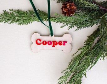 Dog Bone Ornament | Pet Holiday Ornament | New Pet Gift | Pet Adoption Gift | Dog Dad Gift | Dog Mom Gift | Personalized Pet Ornament