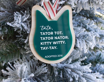 Personalized Cat Nickname Ornament: Custom Pet Keepsake | Cat Holiday Ornament | New Pet Gift | Pet Christmas Keepsake