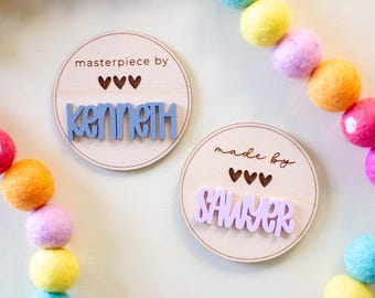 Personalized Kid's Art Magnet: 3D Name, Handmade Wooden Fridge Decor