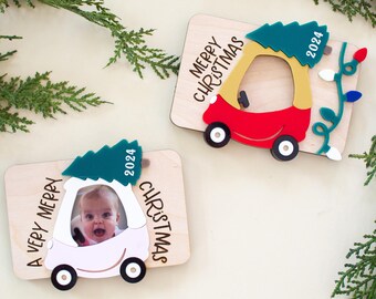 Personalized Christmas Photo Frame: Car with Tree - 2025 Holiday Keepsake