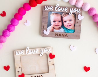 Personalized Grandparent Photo Frame Magnet: 'We Love You' Gift