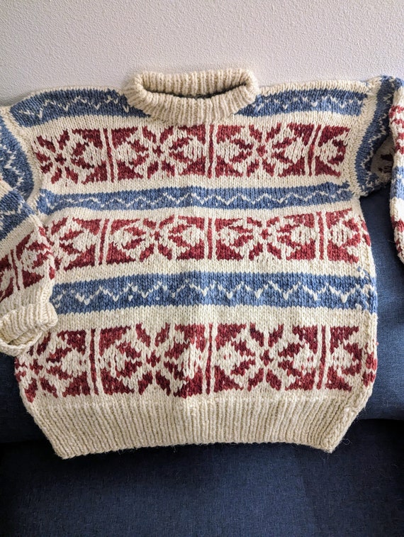 Vintage 1990's 100% Wool Sweater Handmade in Ecua… - image 2