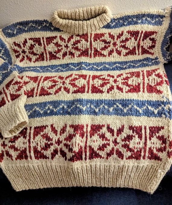 Vintage 1990's 100% Wool Sweater Handmade in Ecua… - image 1