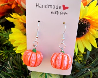 Pendientes de calabaza, pendientes de calabaza 3D, joyas de calabaza, pendientes de Halloween, pendientes de otoño, joyas de otoño