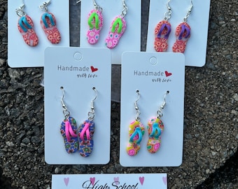 Flip Flop Dangle Earrings, Flip Flop Earrings, Flip Flop Drop Earrings, Summer Earrings, Novelty Earrings, Homemade Earring, Flip Flops