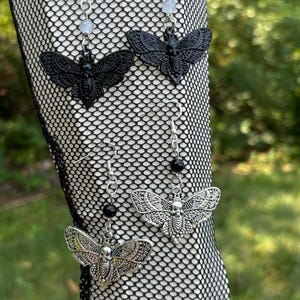 Moth Earrings, Gothic Jewelry, Moth Skulls,, Gothic, Punk Jewelry, Witch Jewelry, Black Witch, Death, Gothic Moth Heads