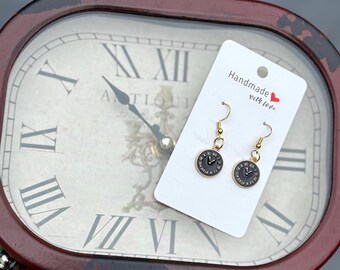 Vintage Style Clock Earrings, Clock Earrings, Clock Dangles