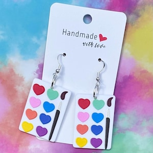 Paint Pallet Earrings, Acrylic Earrings, Artsy Earrings, Artist Earrings, Painter Jewelry, Creative Art Jewelry, Art Teacher Gift, Artsy