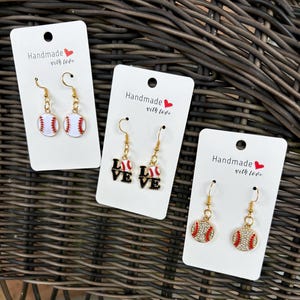 Baseball Earrings, Baseball Lover, Baseball Mom, Baseball Sister, Baseball Jewelry, Baseball Gift for Girls, Customizable, Game Day Earrings
