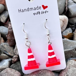 Traffic Cone Earrings, Traffic Cone Dangle Earrings, Construction Cone Earrings, Construction Earrings, Funny Earrings, Novelty Earrings