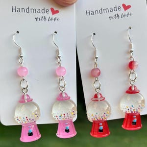 Bubble Gum Machine Earrings, Vintage Style Retro Earrings, Bubble Gum, Gumball Machine Earrings, Fun Earrings, Valentines Day Earrings