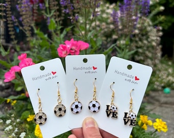 Soccer Earrings, Soccer Lover, Soccer Mom, Soccer Sister, Soccer Jewelry, Gift for Soccer Player, Game Day Earrings, Customizable, Soccer