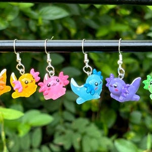 Axolotl Earrings, Cute Axolotl Earrings, Novelty Earrings, Homemade Earrings, Fun Earrings, Axolotl Lover, Axolotl Jewelry for Girls