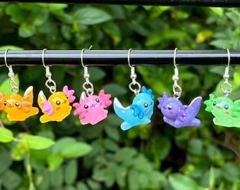 Axolotl Earrings, Cute Axolotl Earrings, Novelty Earrings, Homemade Earrings, Fun Earrings, Axolotl Lover, Axolotl Jewelry for Girls