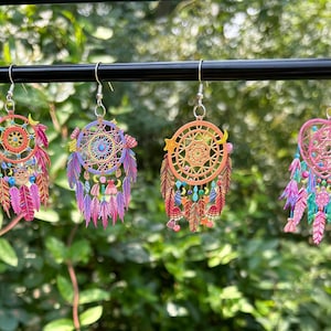 Dreamcatcher Earrings, Dangle Earrings, Dreamcatcher Jewelry, Boho Earrings, Boho Jewelry, Whimsical, Boho, Hippie Earrings, Dreamcatcher