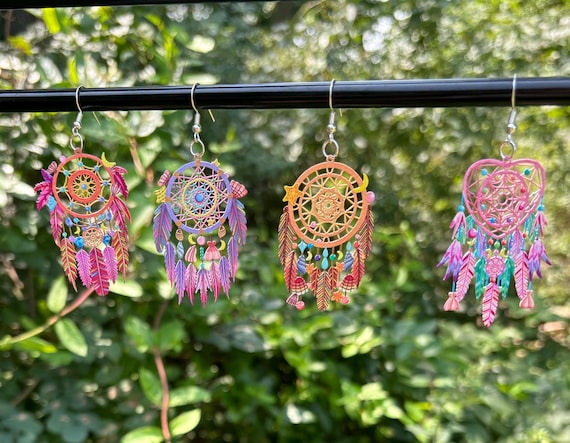 Dreamcatcher Earrings, Dangle Earrings, Dreamcatcher Jewelry, Boho Earrings, Boho Jewelry, Whimsical, Boho, Hippie Earrings, Dreamcatcher