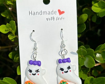 Spookoorbellen, Halloween-oorbellen, Feestelijke oorbellen, Trick or Treat-oorbellen, Handgemaakte oorbellen, Halloween-sieraden, Leuke spookoorbellen