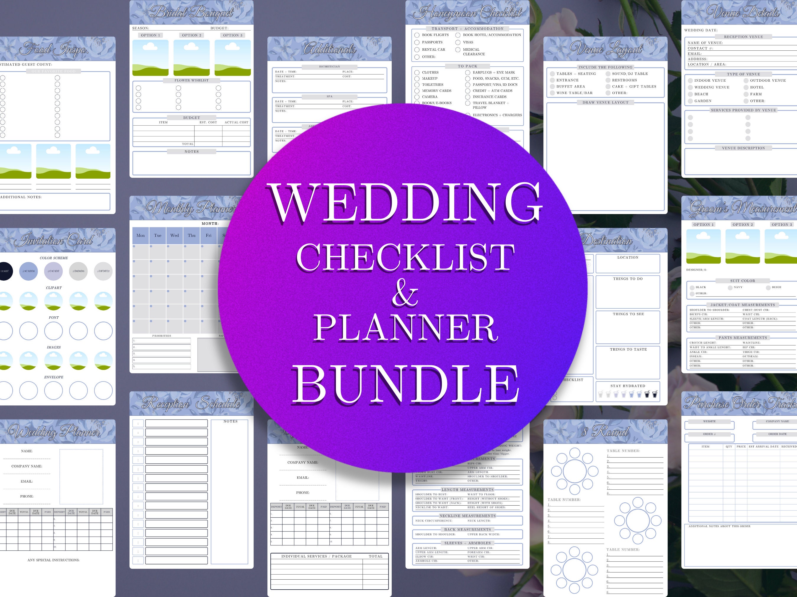 Printable Wedding Checklist Wedding Planner Bundle Wedding Planning Checklist Wedding Budget ...