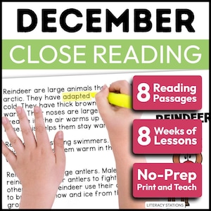 Dezember Schließen Lesepassagen für die Erste Klasse