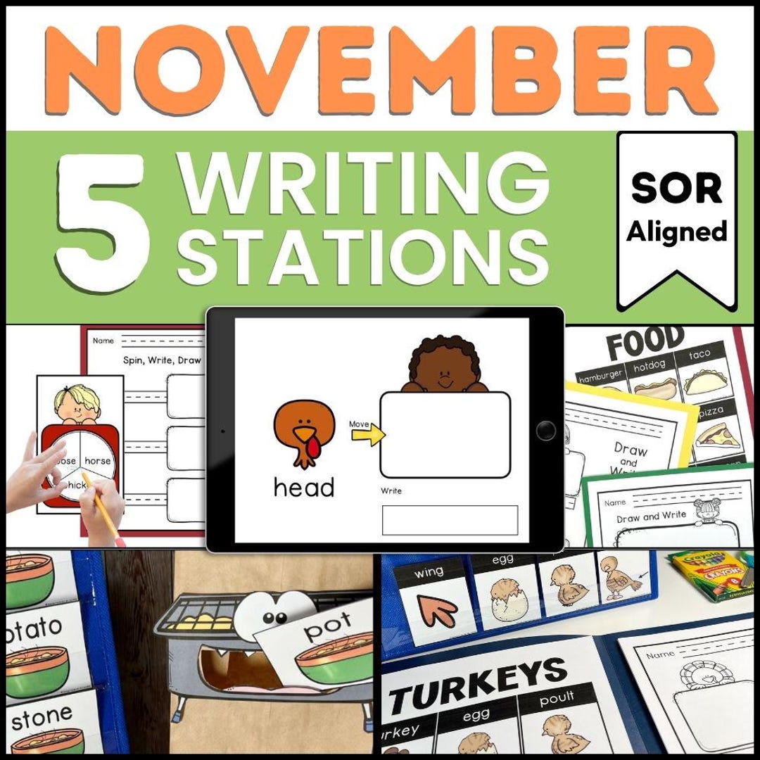 November Writing Center 1st Grade November Writing Centers Bundle - Etsy