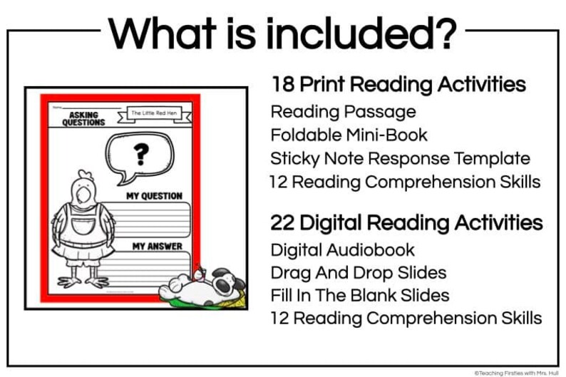 The Little Red Hen Story Reading Activities Etsy