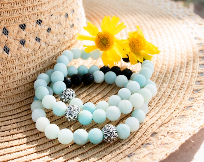 Amazonite Aromatherapy Bracelet for her, Handmade Diffuser Bracelet Gift for Mom, Mermaid Wrap diffuser bracelet,  Gemstone Bracelet for Her