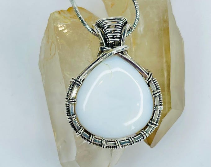 Handmade Copper Wire Wrap Blue Opal Pendant: Boho Artisan Necklace