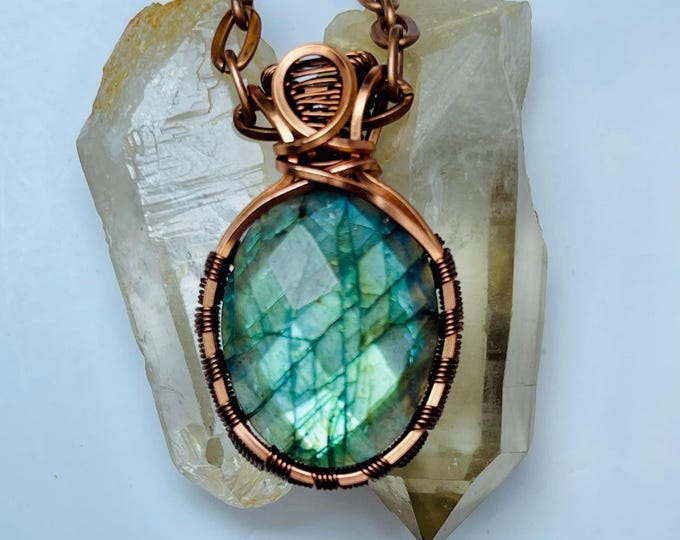 Handmade Copper Wire Wrap Amethyst Pendant: Minimalist Boho Necklace