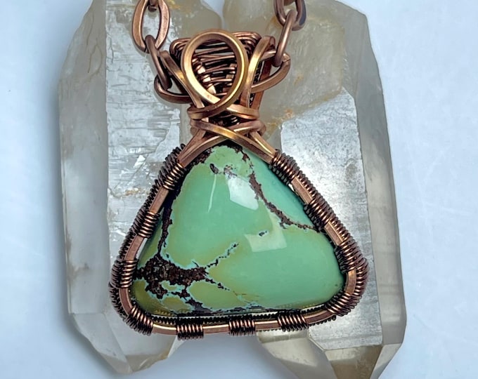 Handmade Copper Wire Wrap Turquoise Pendant: Boho Artisan Necklace