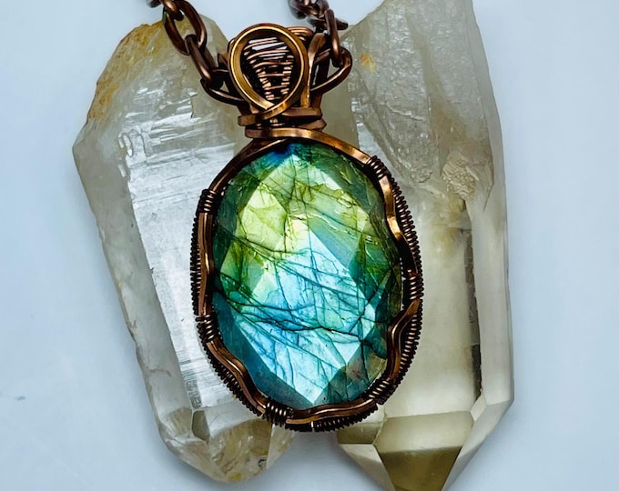 Handmade Copper Wire Wrap Amethyst Pendant: Minimalist Boho Necklace