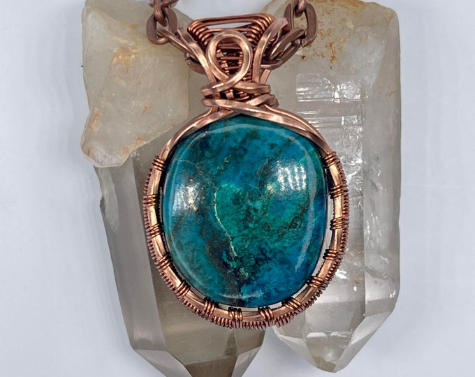Sonora Sunset Copper Minimalist Pendant, Handmade Wire Wrap Boho Necklace, Southwest Artisan Jewelry, Vibration Wellness Protection Jewelry