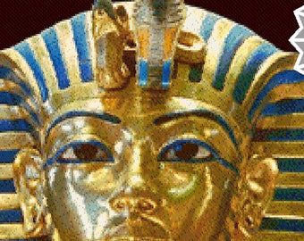 Tutanchamun Kreuzstich Stickmuster: Ägyptische Pharao Maske (Digitaler Download)