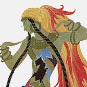 Erte Art Deco Fire Dancer Cross Stitch Pattern – Large Theatrical Costume Design (Digital Download)