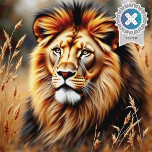 König der Löwen Kreuzstichmuster - sehr groß 500 x 500 Stiche detailliertes Download-Chart