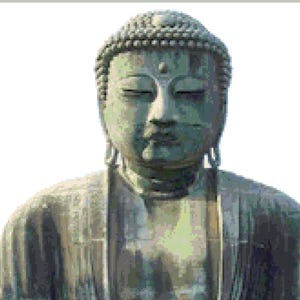 Kamakura Buddha with Trees Cross Stitch Pattern: Large Detailed Chart (Pattern Keeper File + Photo)