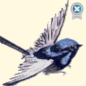 Australia Blue Fairy Wren Cross Stitch Pattern + Photo - Inc Full Pattern Keeper File, Digital Download Chart