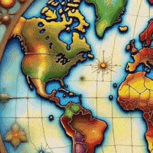 World Map Cross Stitch Pattern: Robinson Projection (Digital Download)