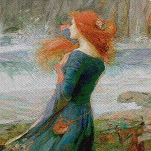 Miranda, The Tempest Cross Stitch Pattern: Waterhouse Pre-Raphaelite (PDF Download)
